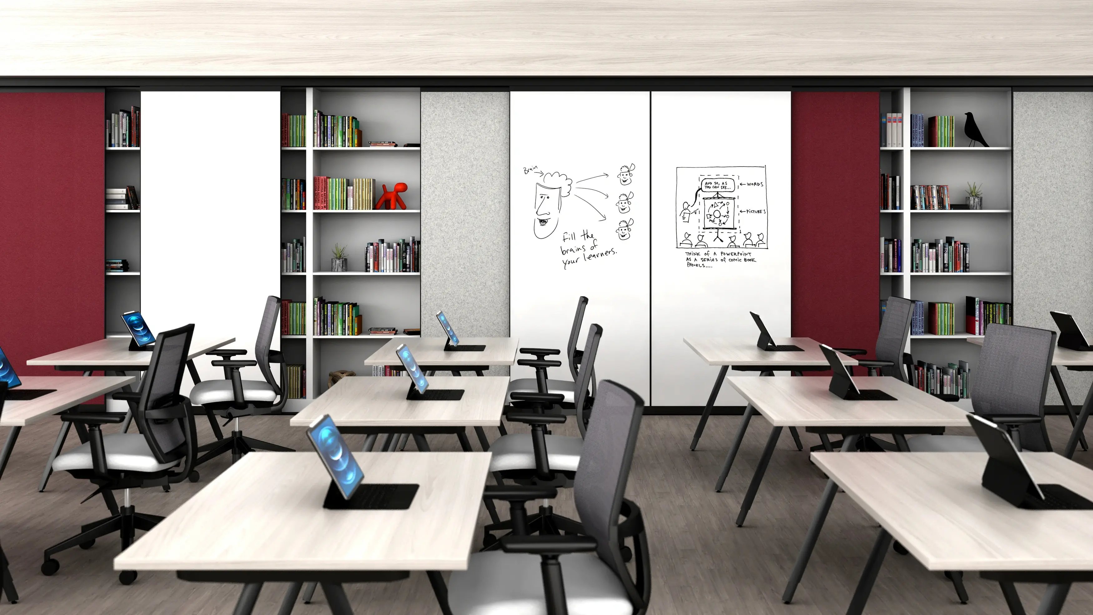 CoronaGroup-VIP+Sliding_Wall_Panels-Classroom_Casework-Acousticor-Porcelain-102021