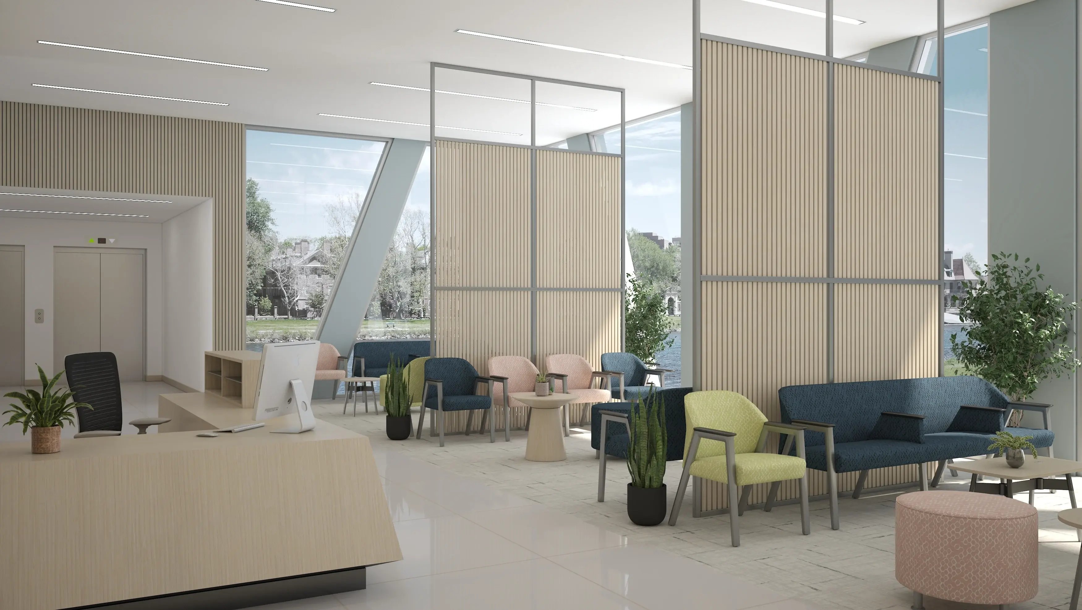 CoronaGroup_IntersectionWoodSlat-Dividers_HealthcareWaiting